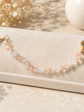 Delicate Peach Swarovski Crystal and White Glass Bracelet Women's Jewelry